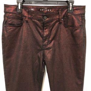 White House Black Market Metallic The Skinny Mid-Rise Dress Pants